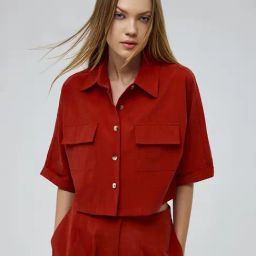 Cover Story Red Solid Crop Shirt-picture-15