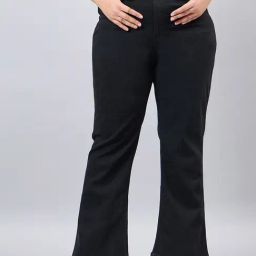 Style Quotient Black Cotton Regular Fit High Rise Bootcut Jeans-picture-20