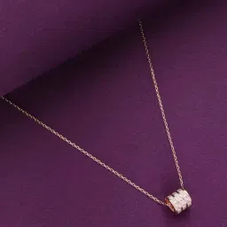 Kai Jewel Sterling Silver Rose Gold Zircon Studded Silver Circular Pendant Necklace-picture-15