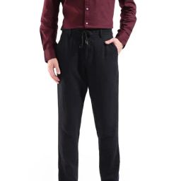 Rare Rabbit Black Regular Fit Solid Trousers-image-93