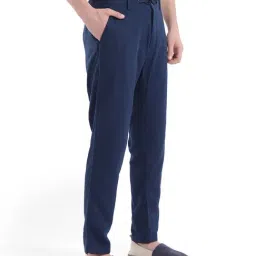 Rare Rabbit Navy Regular Fit Solid Trousers image 3