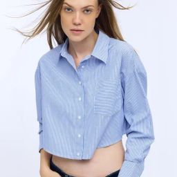Cover Story Blue Stripes Crop Shirt-picture-16