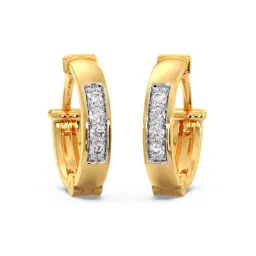 Candere by Kalyan Jewellers Stylish 18K Yellow Gold and Diamond Hoop Earrings-image-6