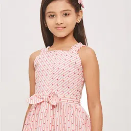 Tiny Girl White and Peach Striped Frock image 5