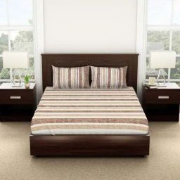 Spaces Cinnamon Cotton 144 TC Double Bed Sheet With Pillow Covers-picture-36