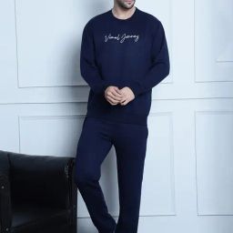 Vimal Jonney Navy Regular Fit Printed Sweatshirt & Trackpants Set-picture-28