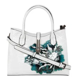 Esbeda Trendy Fancy White PU Textured Handbag-image-43