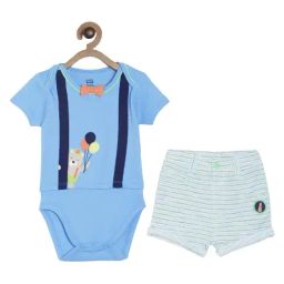 MINIKLUB Kids Blue Printed Bodysuit with Shorts-picture-24