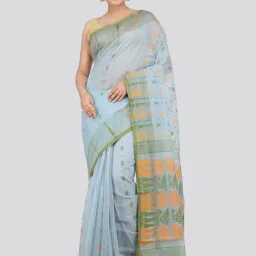 Pinkloom Blue Cotton Woven Saree-picture-13