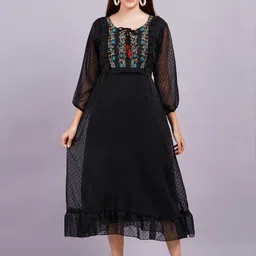 Jyoti Embellished Fit and Flare Dress-image-5