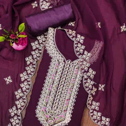 SAINOOR Embroidered Silk Georgette Unstitched Dress Material-picture-23