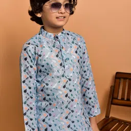 PRINTCULTR Boys Abstract Printed Straight Kurta with Churidar image 5
