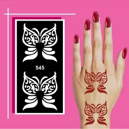 VOORKOMS Flower and Vine Style Mehndi Stencil Stickers for Quick Glam Look-picture-28