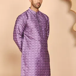 anouk mirage Anouk Rustic Men Floral Woven Design Festive Silk Straight Kurta image 3