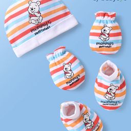 Babyoye Disney Boys Caps Mittens & Booties Set with Winnie the Pooh All Over Print White - Diameter 9 cm-picture-34