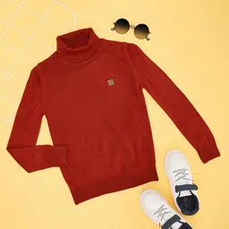 Pantaloons Junior Full Sleeves Solid Sweater - Rust Orange-picture-20