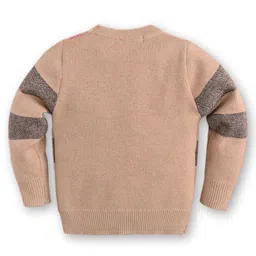 Kookie Kids Full Sleeves Checks Design Sweater - Khaki image 2