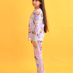 Anthrilo Full Sleeves Halloween Theme Printed Night Suit - Purple image 4