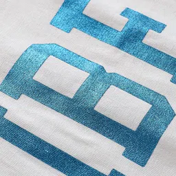 Smarty Girls Sinker Knit Half Sleeves Cut & Sew Top With Good Vibes Text Print - White & Peach image 3