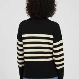 glitchez Self Striped Shirt Collar Oversized Pullover with Side Slits image 3