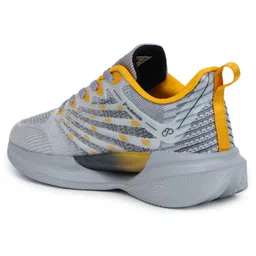 ABROS Mesh Detailed Abstract Designed Lace Up Shoes - Light Grey & Mustard Yellow image 5