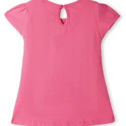 Babyhug Single Jersey Knit Half Sleeves Frocks With Floral Print & Bow Applique Pack of 2 - Dark Pink & Light Pink image 5