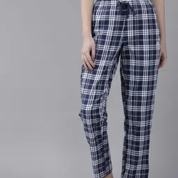 Van Heusen Women Checkered Functional Pocket Plush Back Elastic Waistband Lounge Pants-image-76