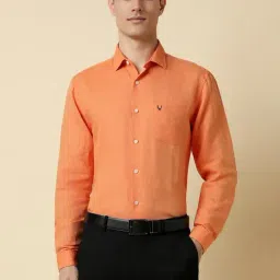 allen solly Men Orange Slim Fit Solid Full Sleeves Formal Shirts-picture-40