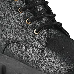 Shoetopia Women's Black Derby Boots image 4