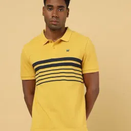 Wrangler Yellow Cotton Regular Fit Striped Polo T-Shirt-picture-17