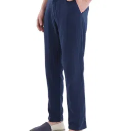 Rare Rabbit Navy Regular Fit Solid Trousers image 4