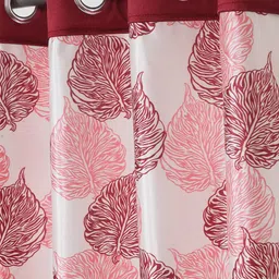 Cortina Set of 2 Maroon & Off-White Printed Long Door Curtains image 3