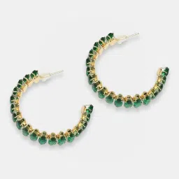 Sohi Gold Plated Party Designer Stone Hoop Earrings image 4