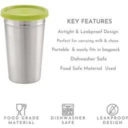 Magnus Silver Steel Easy Lock Airtight & Leakproof Tumbler Glass (1.05 L) - Set of 3 image 4