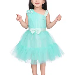 CHANDRIKA Girls Green Viscose Rayon Dresses image 1
