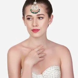 Zaveri Pearls Set of 3 Multicolor Beads Traditional Kundan Maangtikka-ZPFK14536 image 4