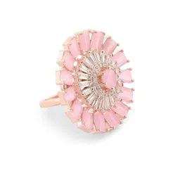 Zaveri Pearls Pink Cubic Zirconia Party Bling Statement Brass Adjustable Finger Ring-ZPFK16113 image 4