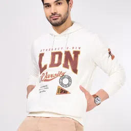 Byford By Pantaloons Off White Regular Fit Printed Hooded Sweatshirt image 4