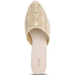 Mochi Women's Beige Mule Shoes image 4