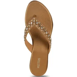 Metro Women's Antique Gold Thong Sandals image 4