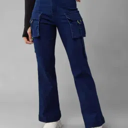 DOLCE CRUDO Blue Plain Jeans-image-7