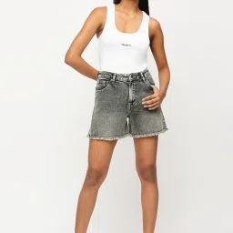 Pepe Jeans Black Cotton High Rise Shorts image 4