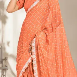 Saree Mall Orange Embellished Saree With Unstitched Blouse image 4