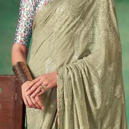 Saree Mall Green Woven Saree With Unstitched Blouse image 4