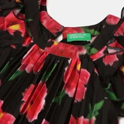 United Colors Of Benetton Black Regular Fit Floral Print Dress image 3