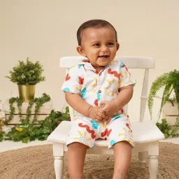 Greendigo Kids Cream Printed Shirt with Shorts-image-10
