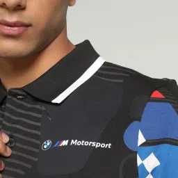 Puma BMW M Motorsport Black Cotton Regular Fit Printed Sports Polos image 4