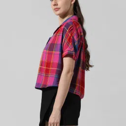 Only Fuchsia & Purple Viscose Checks Shirt image 4