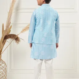 StyloBug Boys Blue Printed Kurta Set image 4