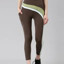 Enamor Chocolate Brown Color-Block Sports Leggings-picture-24